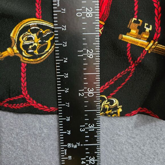 VTG Talbots 10P Petite Black Maxi Skirt A-Line Equestrian Horse Bit Chain Print - Picture 8 of 9